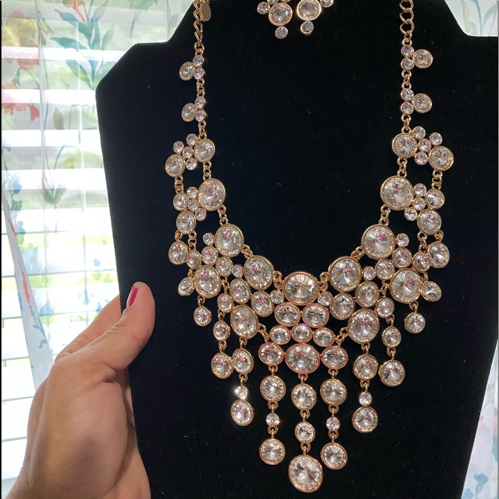Gold and clear rhinestone necklace